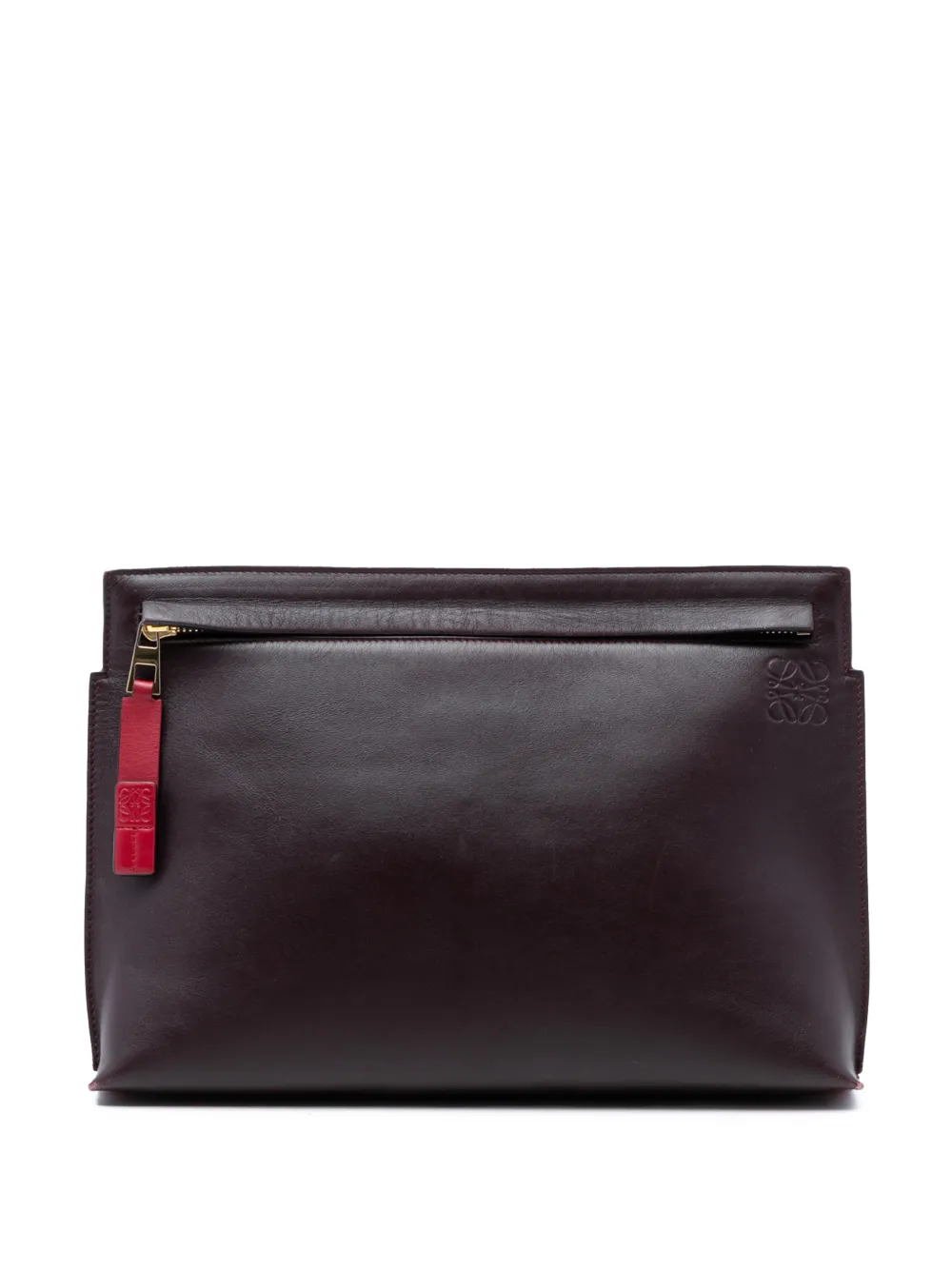 Loewe Pre-Owned 2017 Bicolor Leather Anagram T Pouch clutch bag - Rosso