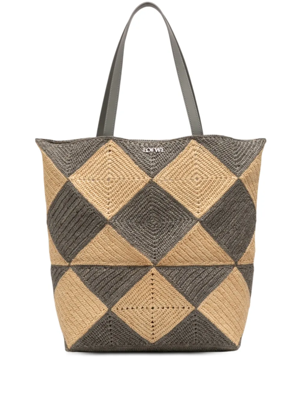 Loewe Pre-Owned 2021-2026 Raffia Puzzle Fold Geometric Shopper XL tote bag - Grigio