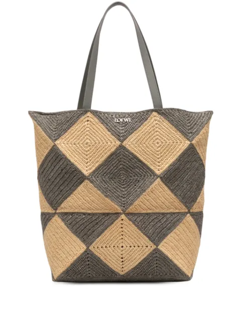 Loewe Pre-Owned 2021-2026 Raffia Puzzle Fold Geometric Shopper XL tote bag