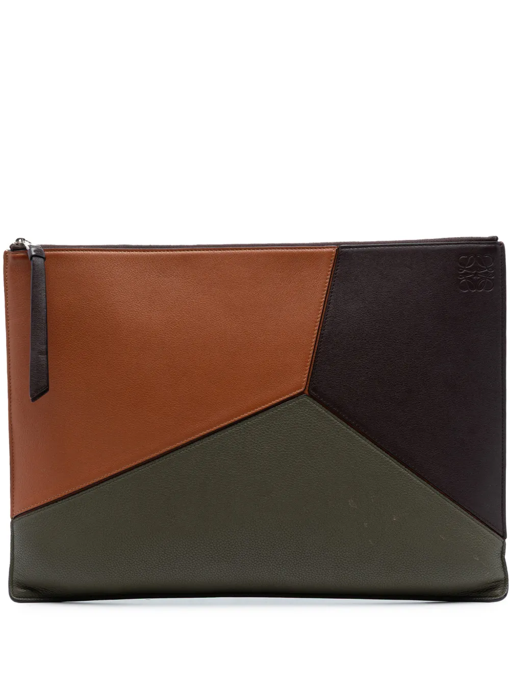 Loewe Pre-Owned 2010-2026 Tricolor Leather Puzzle clutch bag - Brown