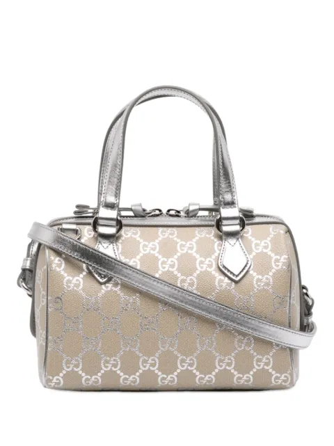 Gucci Pre-Owned bolsa satchel Boston pequeña de lona GG Supreme con emblema 2016-2026