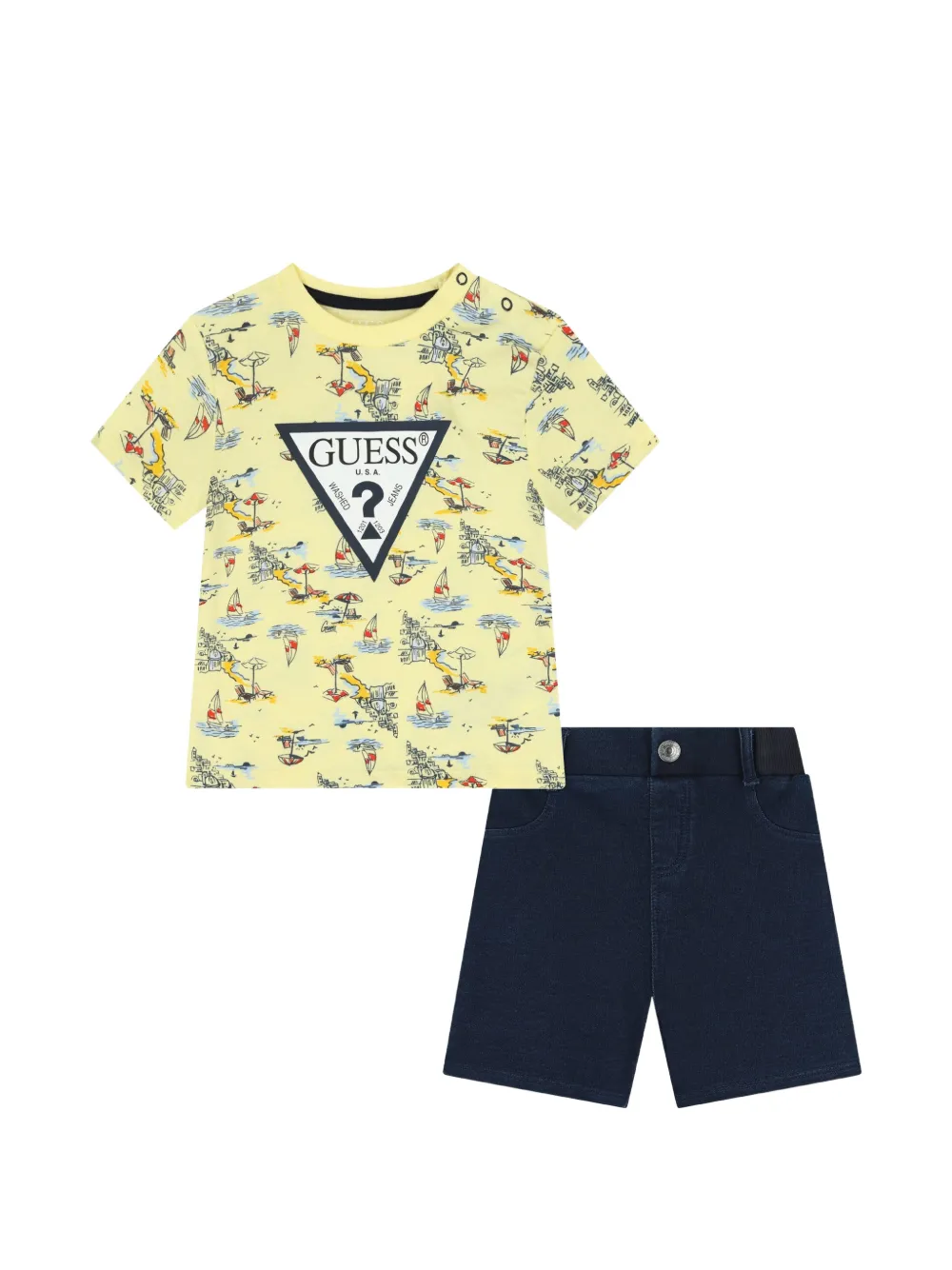 guess kids graphic-print short set - Gelb