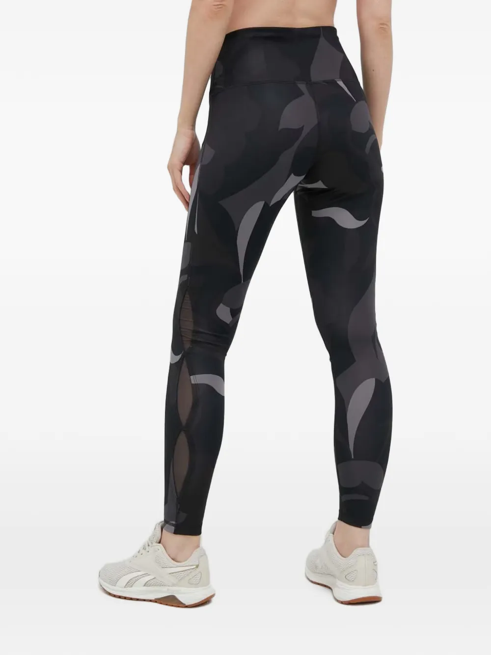PUMA Legging met mesh vlakken en abstracte print Zwart