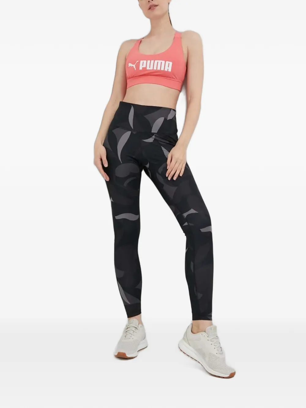 PUMA Legging met mesh vlakken en abstracte print Zwart