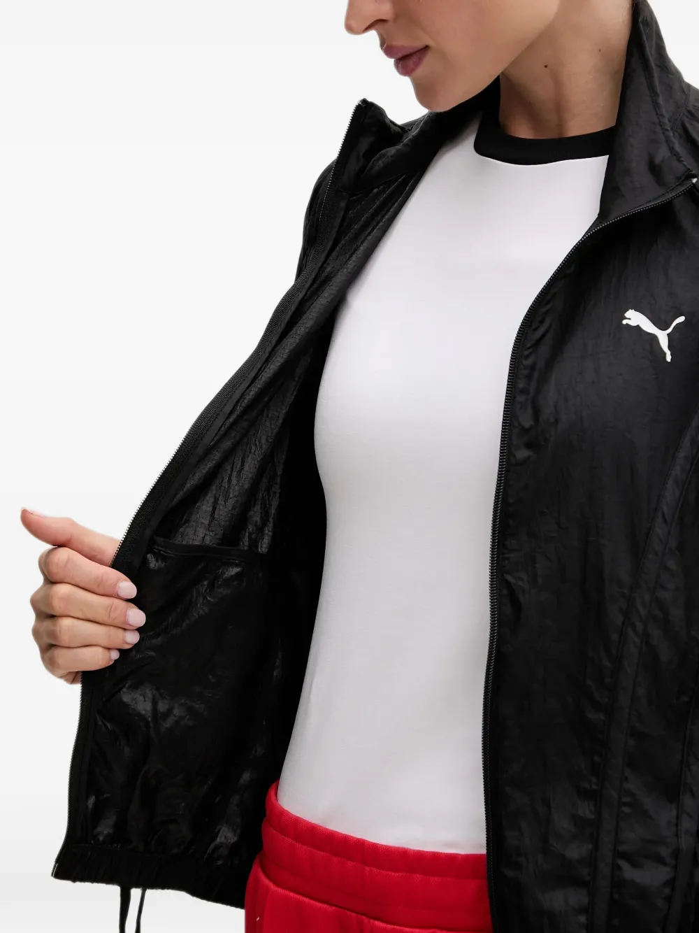 PUMA DARE TO oversized woven jacket Zwart