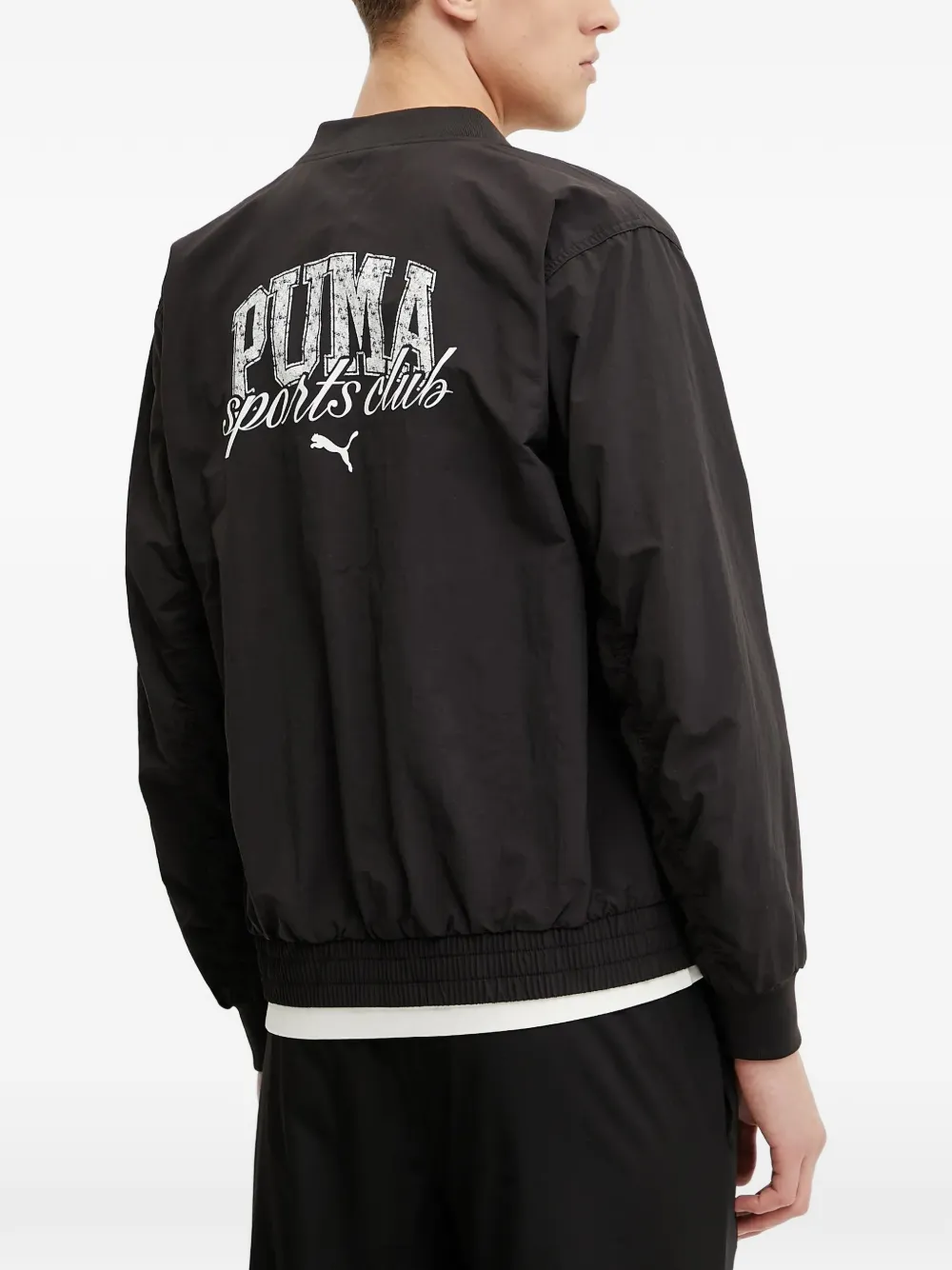 PUMA logo-print bomber jacket Zwart