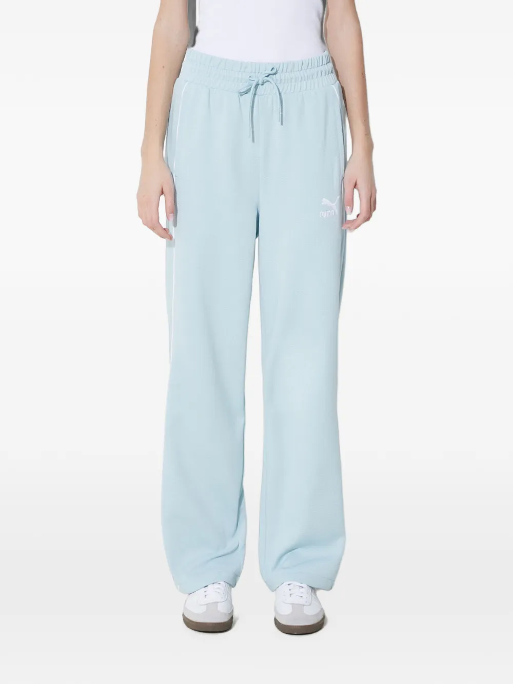 Puma Logo-embroidered Side-stripe Track Pants In Blue