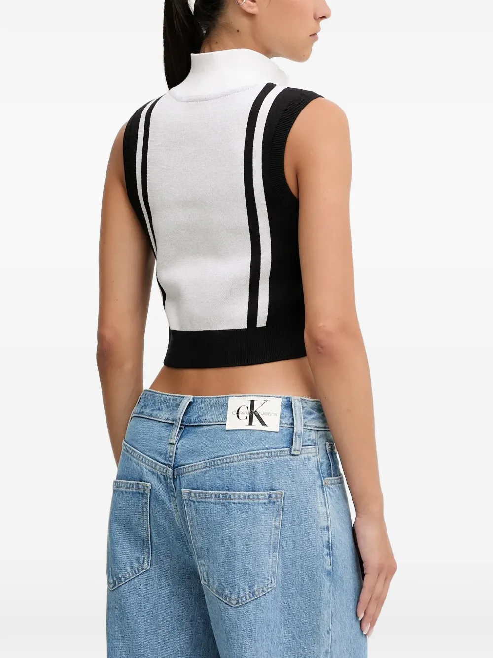 PUMA Tanktop met logo-intarsia en kwartrits Wit