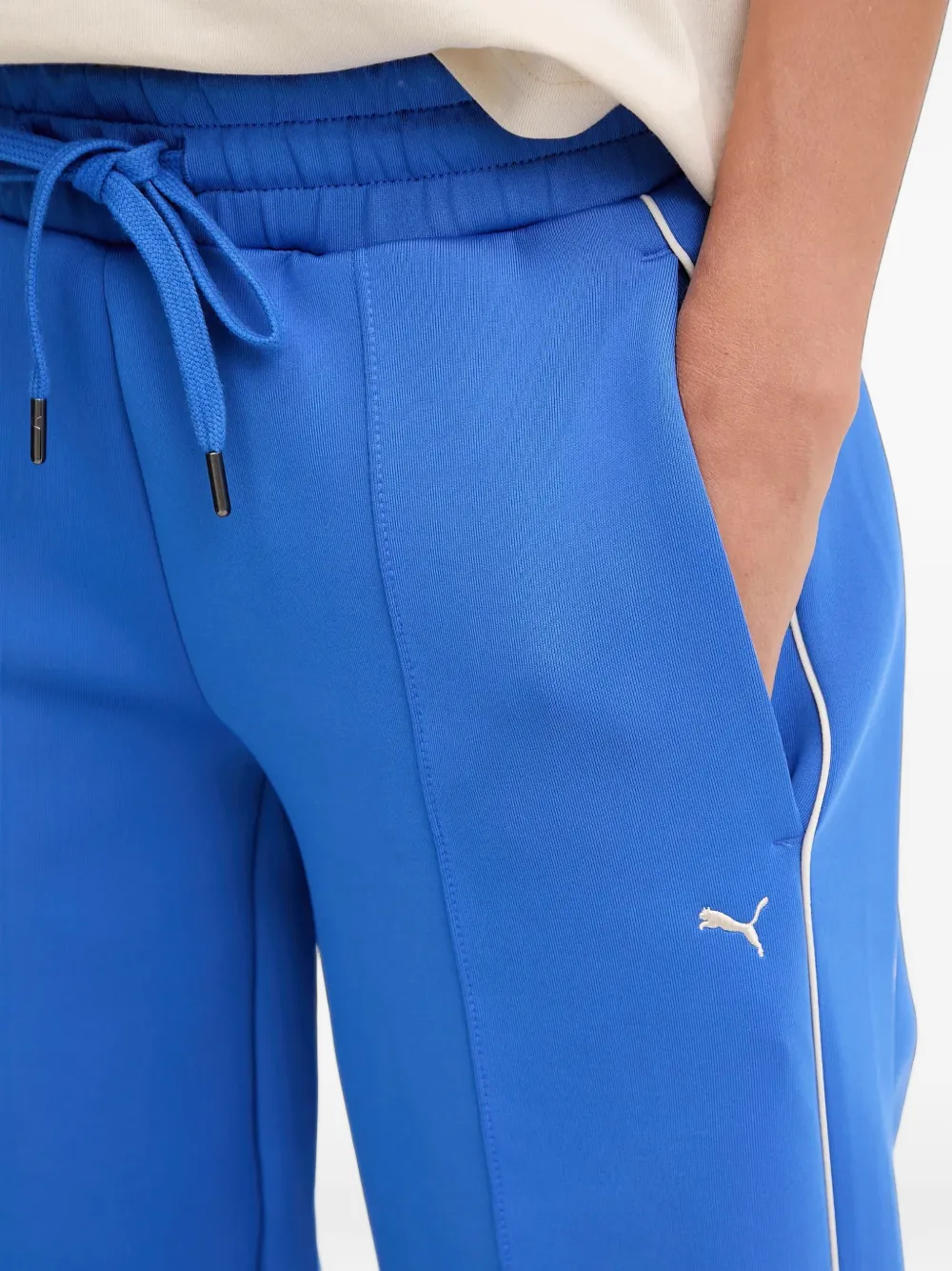 PUMA T7 trainingsbroek met trekkoord en biezen Blauw