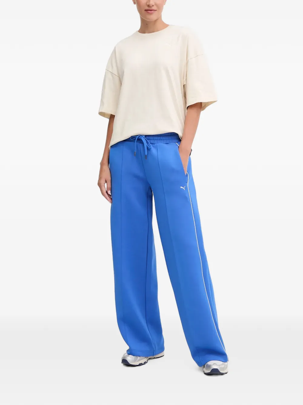 PUMA T7 trainingsbroek met trekkoord en biezen Blauw