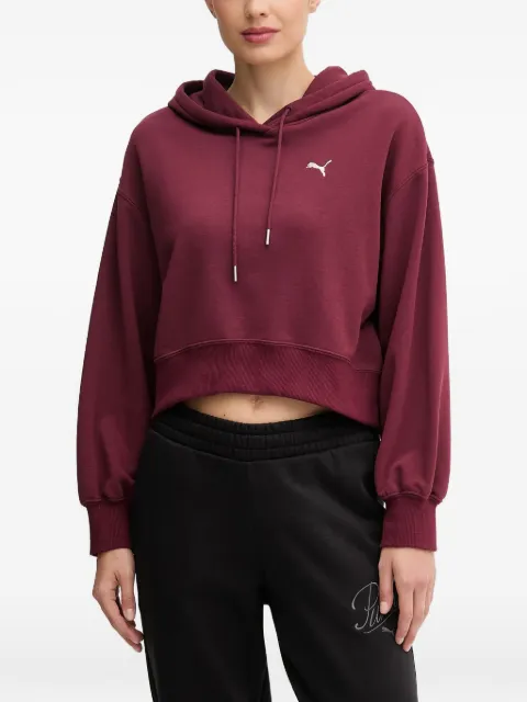 PUMA cropped logo-embroidered hoodie
