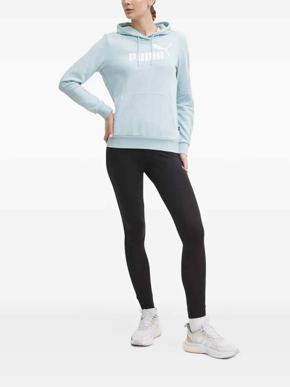 PUMA Hoodie met logoprint en trekkoord Blauw