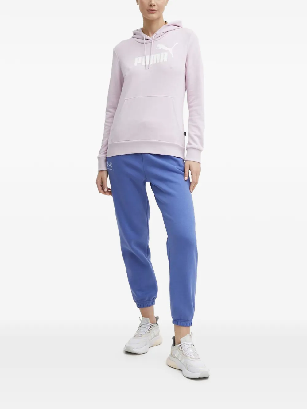PUMA Hoodie met logoprint Paars