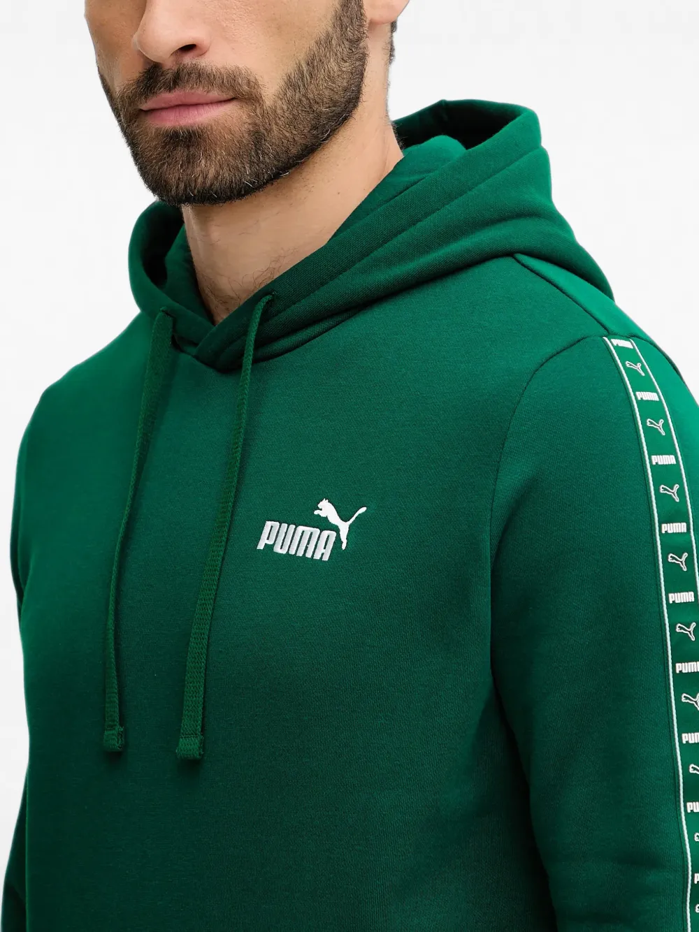 PUMA Hoodie met logo-print en band-detail Groen