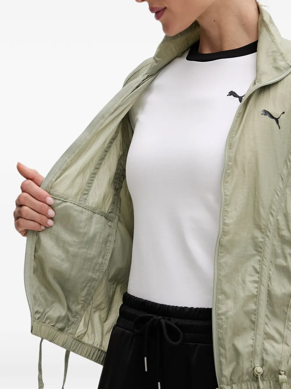PUMA Dare To drawstring-hem panelled jacket Groen