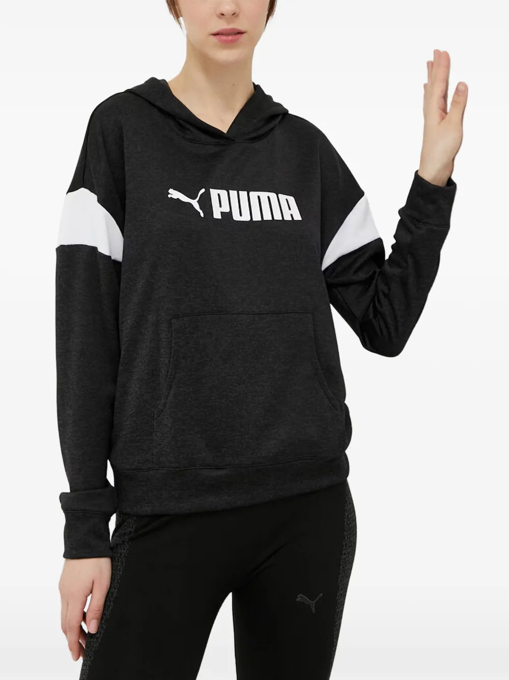 PUMA logo-print panelled hoodie - Grigio
