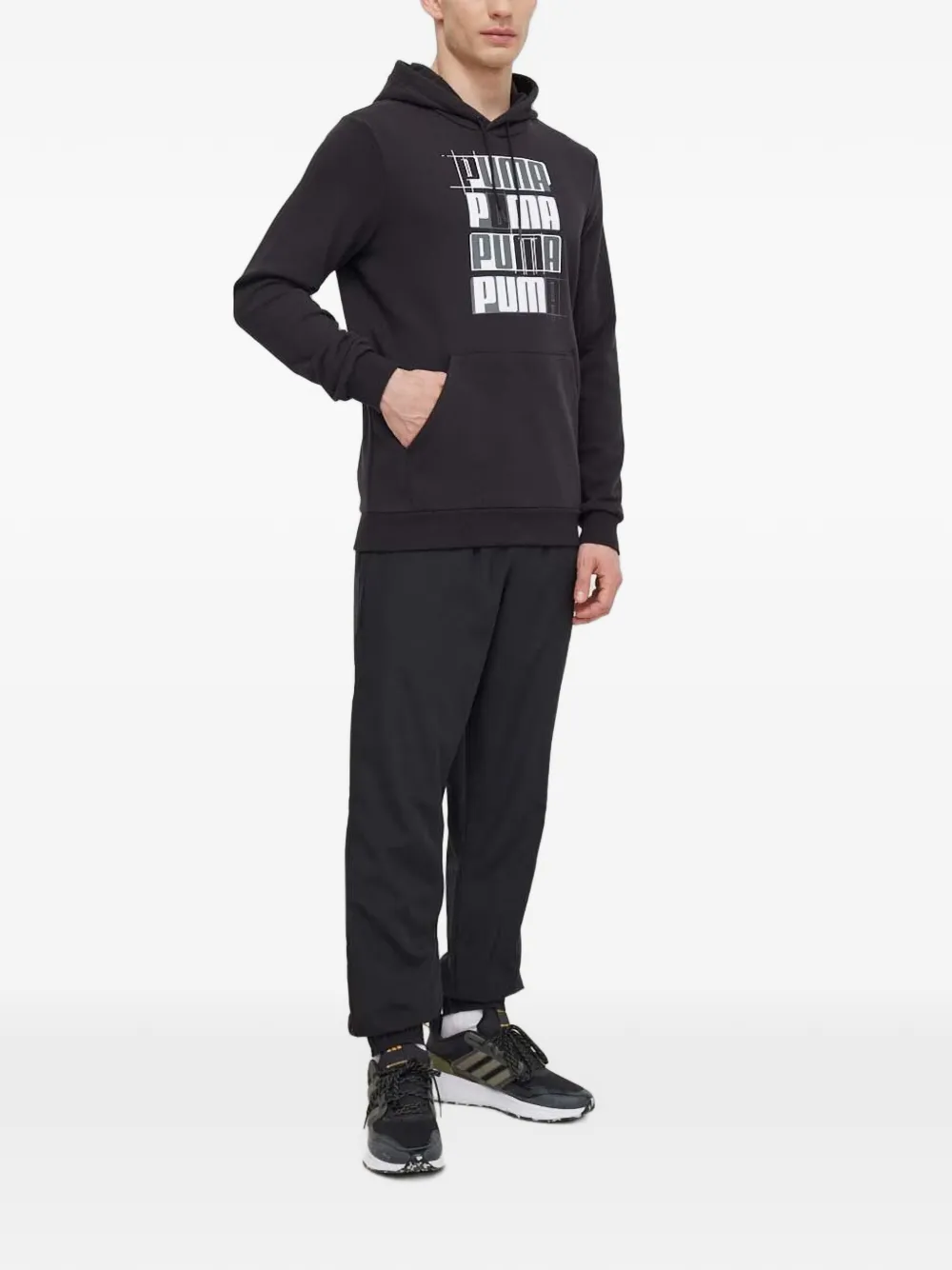 PUMA Hoodie met logoprint Zwart