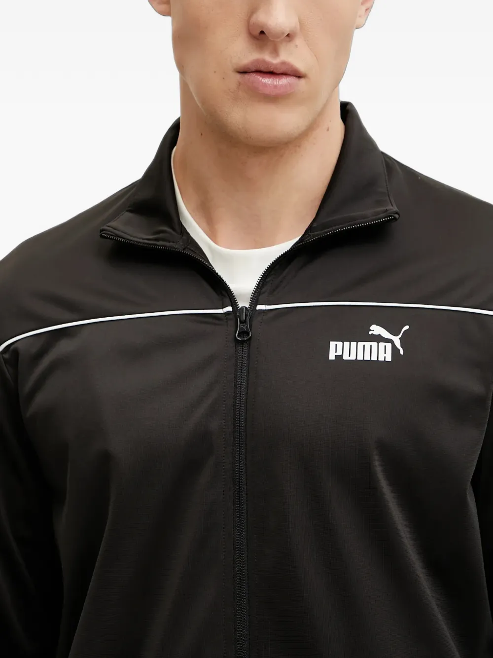 PUMA Trainingsjack met afwerking en logo-print Zwart
