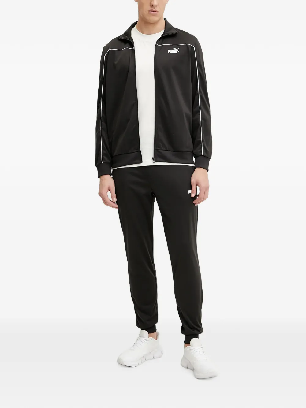 PUMA Trainingsjack met afwerking en logo-print Zwart