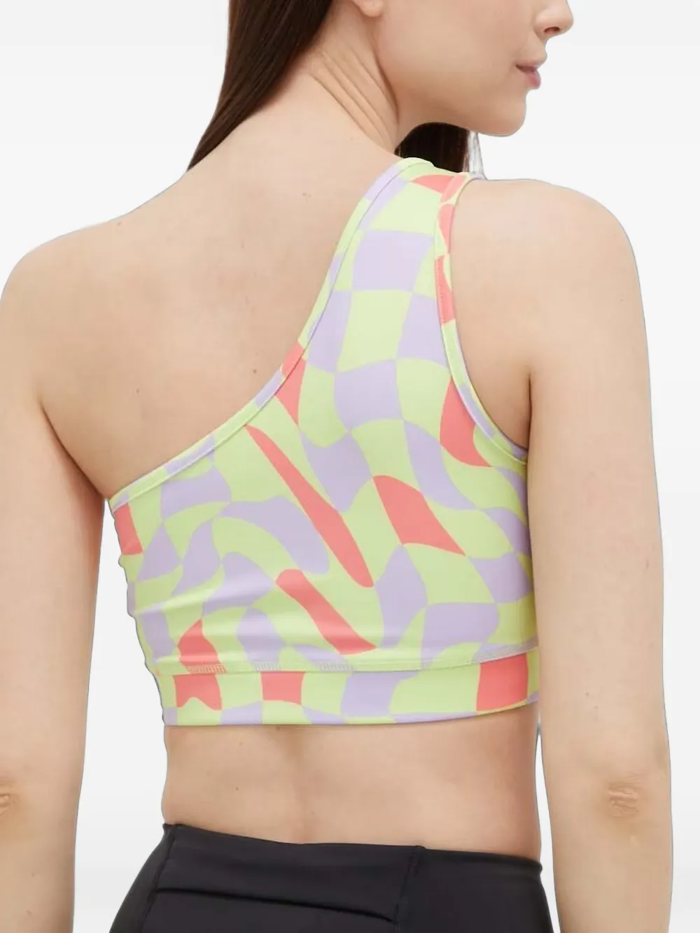 PUMA Asymmetrische bh met geometrische print Groen