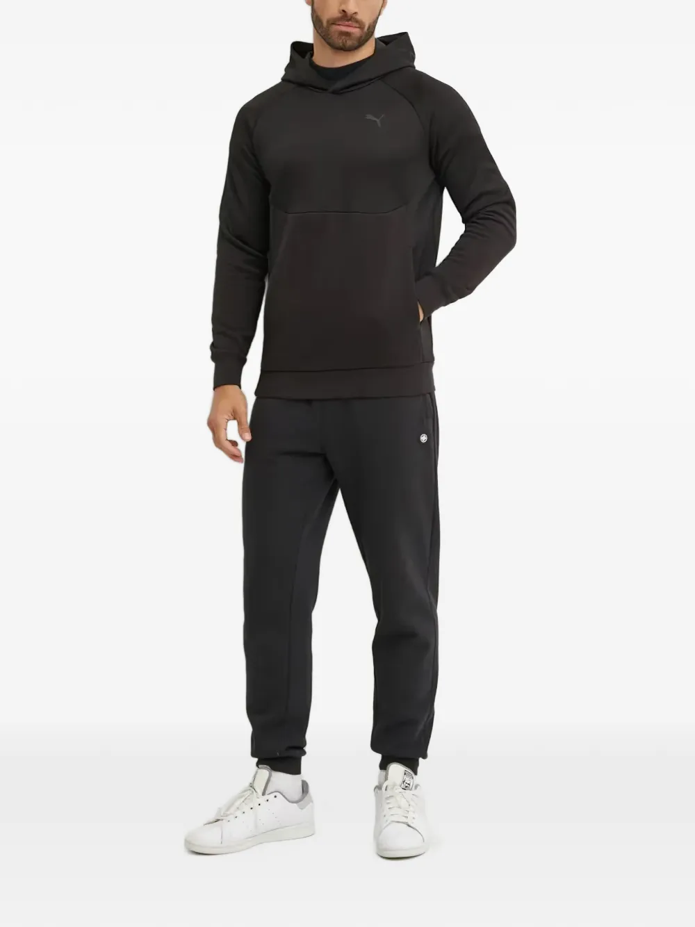PUMA Tech raglan-sleeve logo-print hoodie Zwart