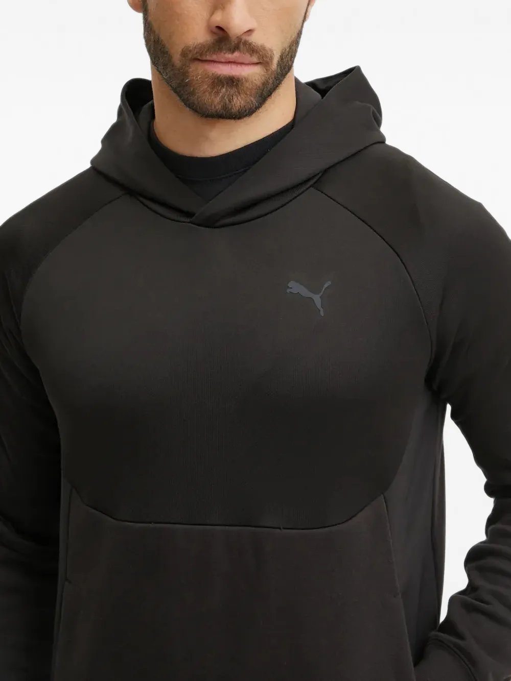 PUMA Tech raglan-sleeve logo-print hoodie Zwart