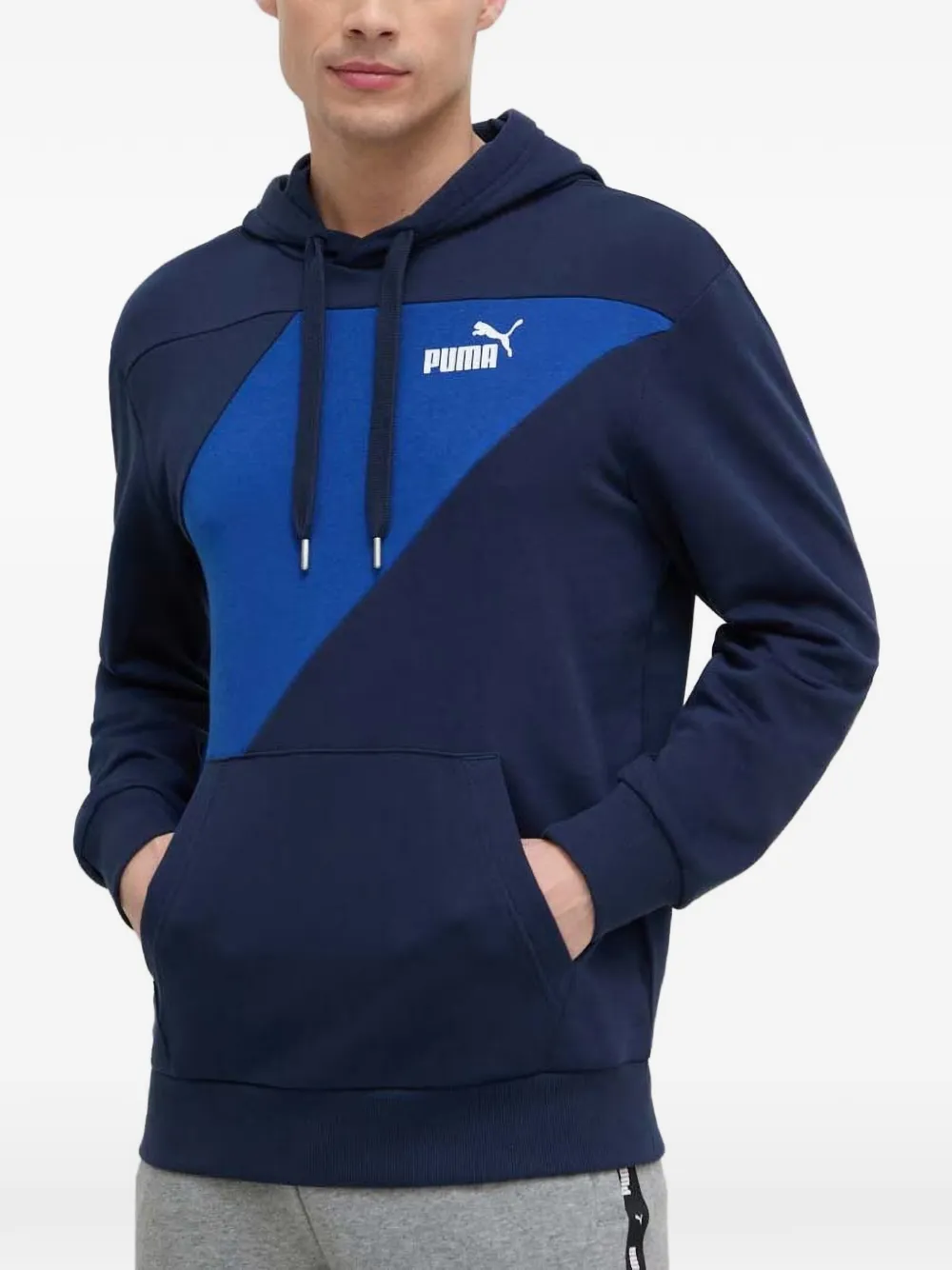 PUMA Power logo-print colour-block hoodie - Blu