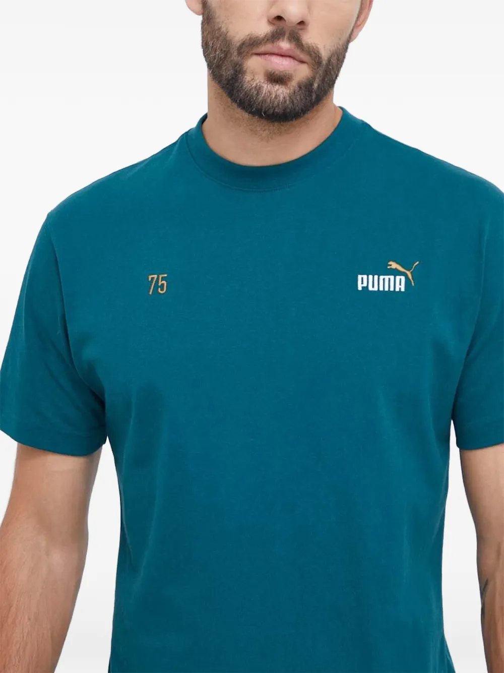 PUMA T-shirt met geborduurd logo Blauw