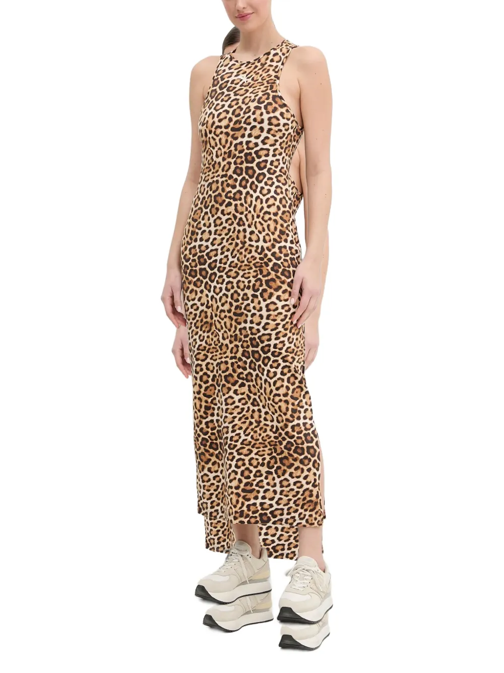 PUMA Racerback maxi-jurk met luipaard-print Beige