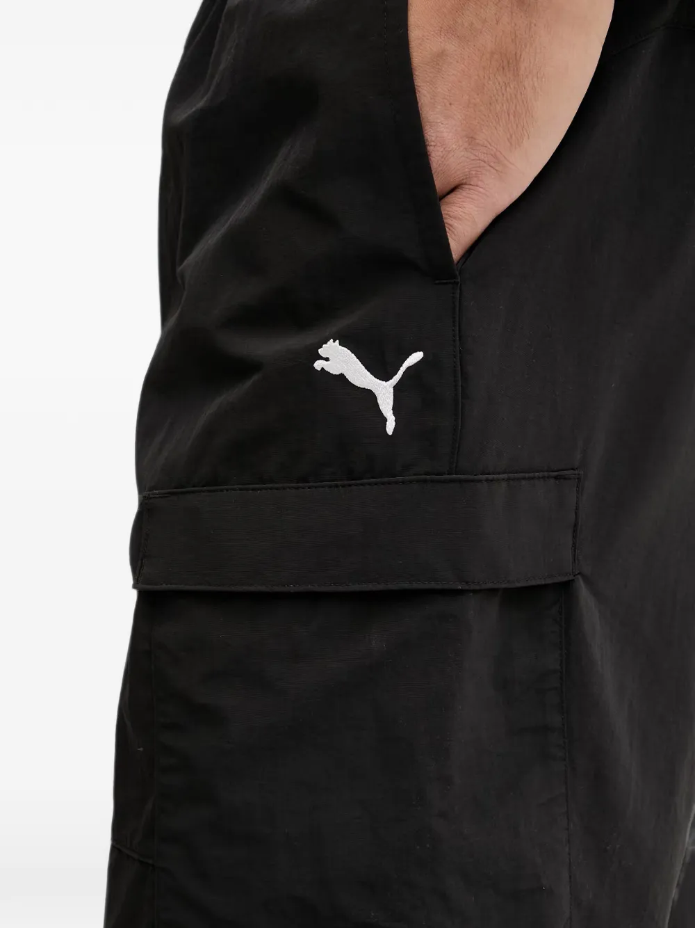 PUMA logo-embroidered cargo pants Zwart