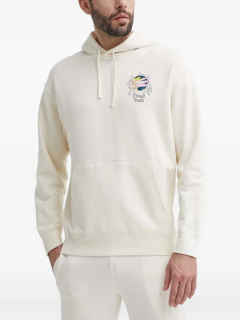 PUMA Downtown graphic-print drawstring hoodie - Toni neutri