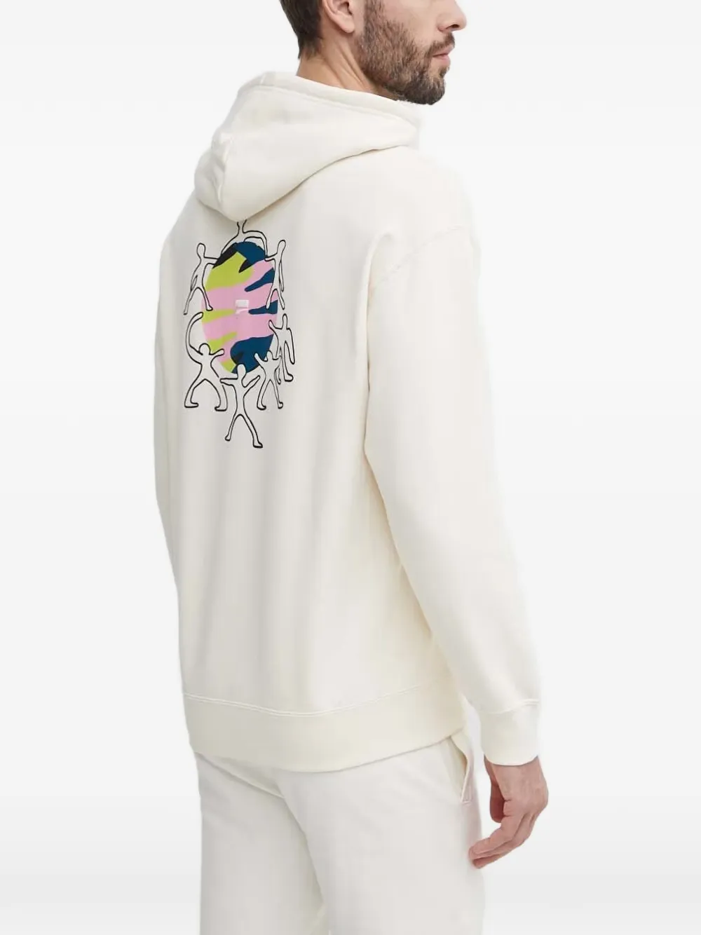 PUMA Downtown graphic-print drawstring hoodie Beige
