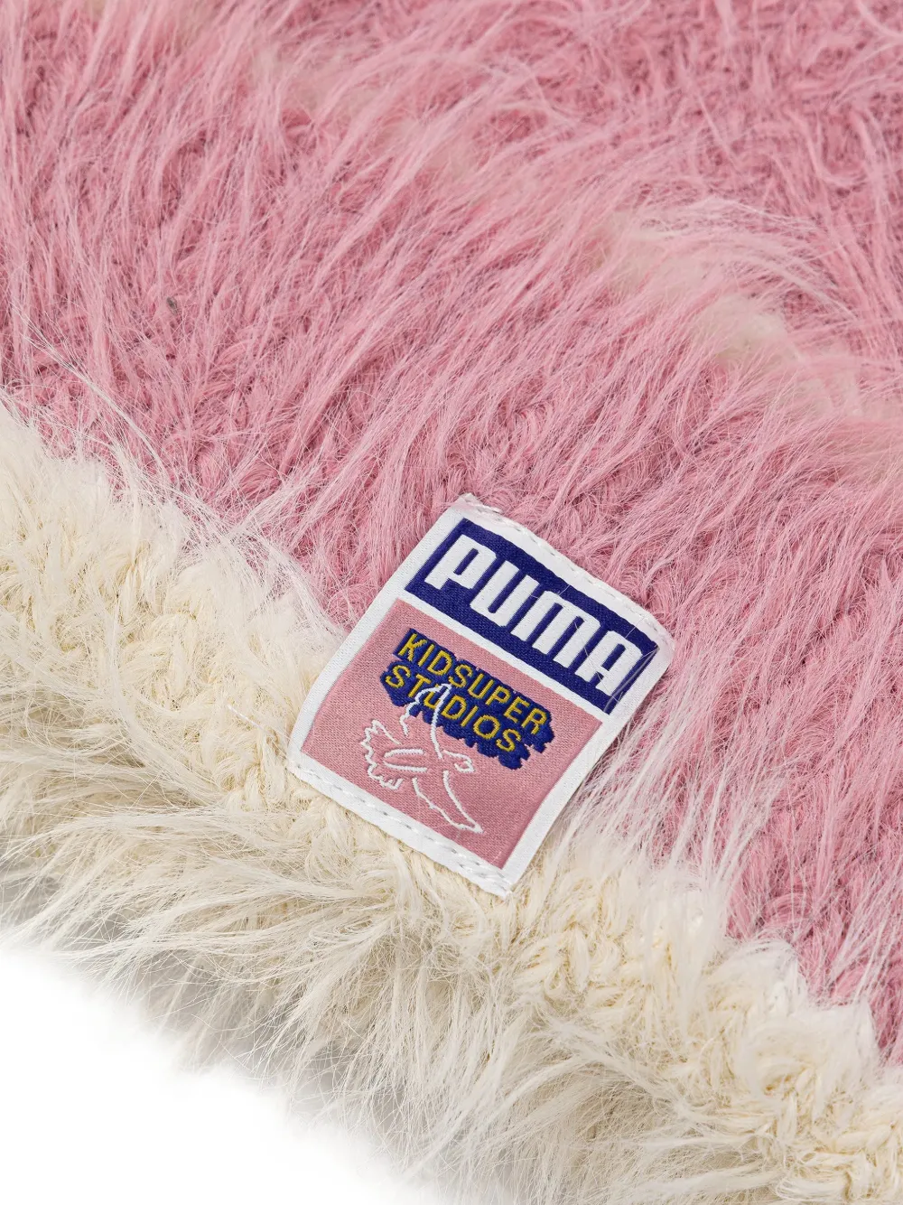 PUMA x Kidsuper gestreepte geborstelde muts Roze