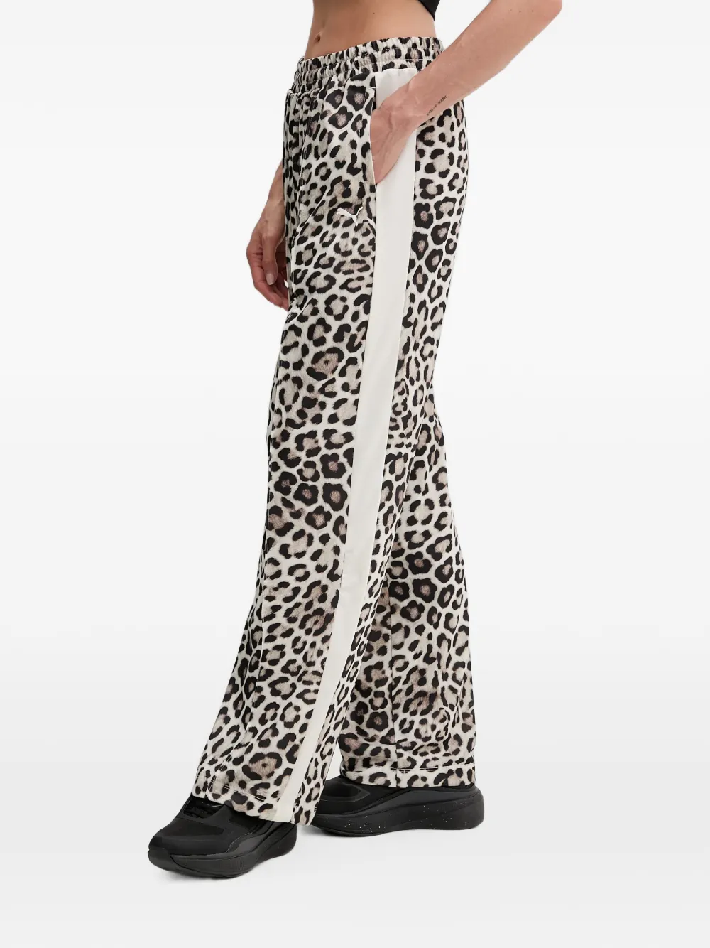 Puma T7 Leopard-print Track Pants In Neutrals