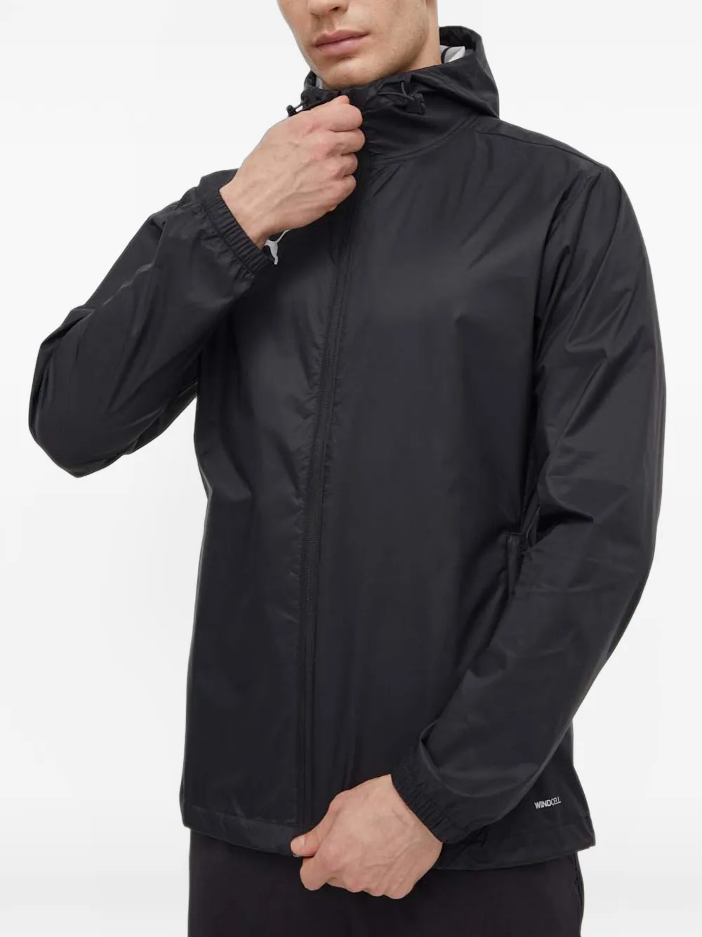 PUMA logo-print hooded jacket Zwart
