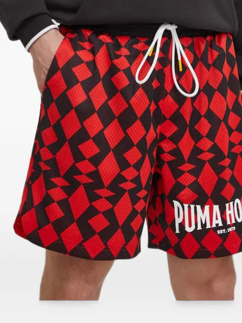PUMA Hoops diamond-print track shorts