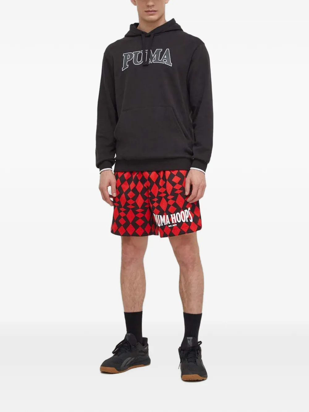 PUMA Hoops diamond-print track shorts - Rosso