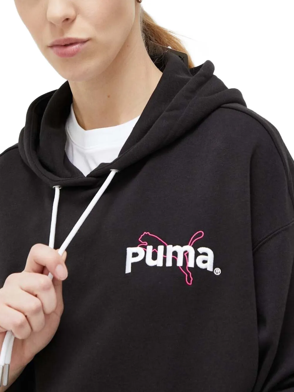 PUMA Hoodie met geborduurd logo Zwart