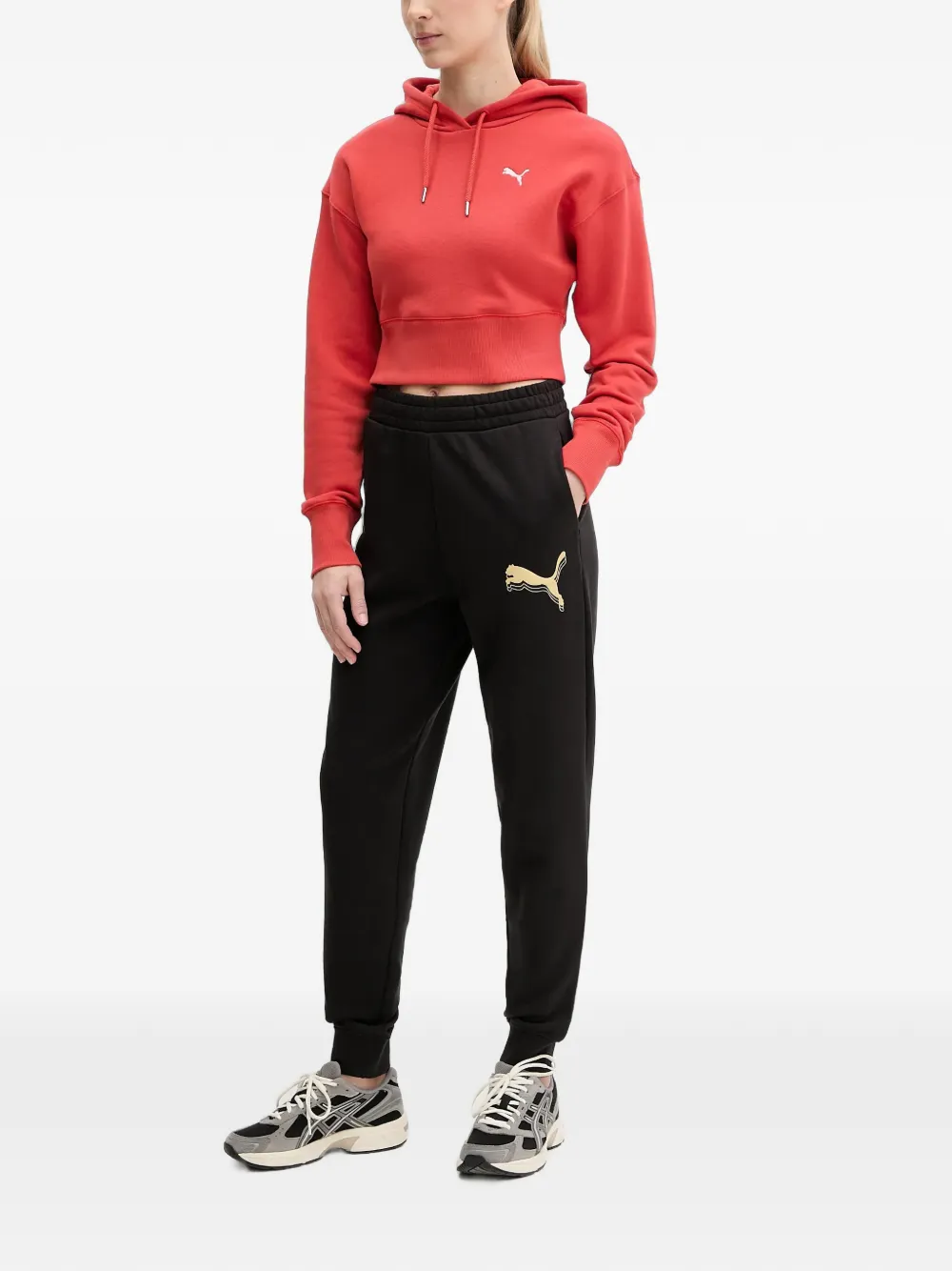PUMA Hoodie met geborduurd logo Rood