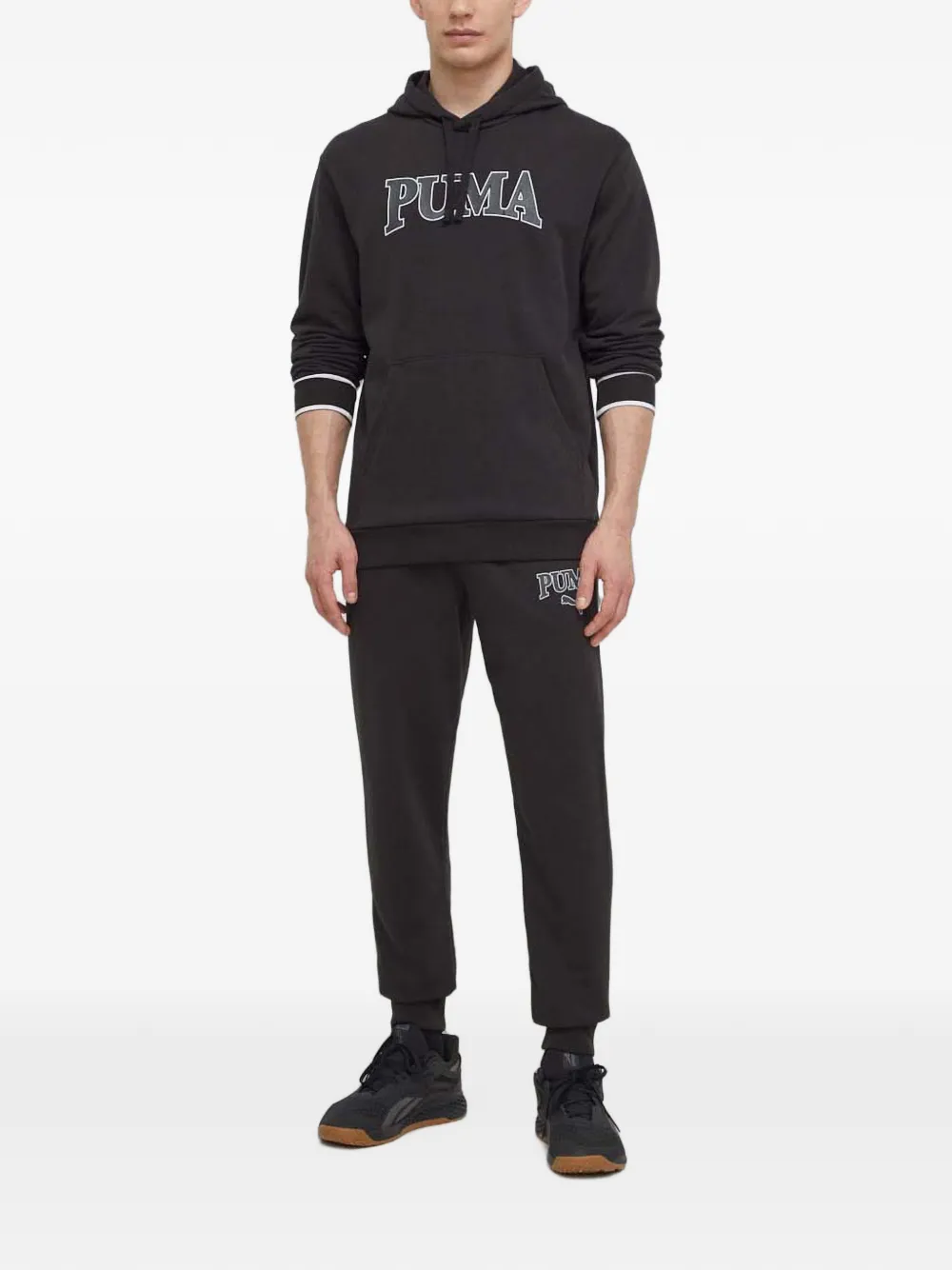PUMA Hoodie met logoprint en trekkoord Zwart
