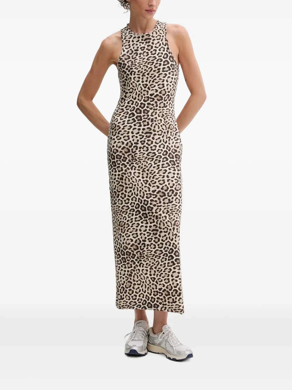 Puma Leo Luxe Leopard-print Racer-back Maxi Dress In Neutrals