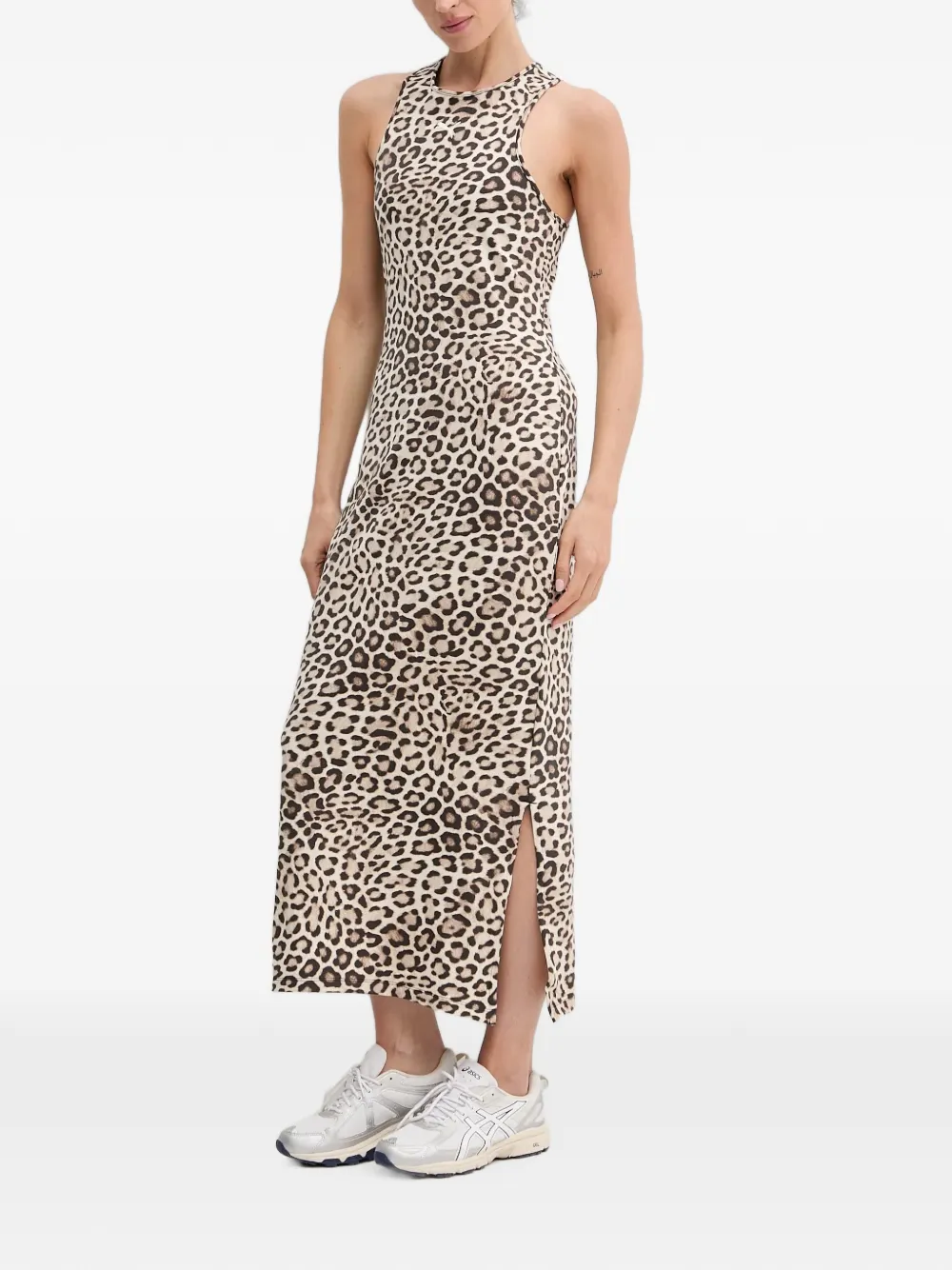 PUMA Leo Luxe maxi-jurk met luipaard-print Beige