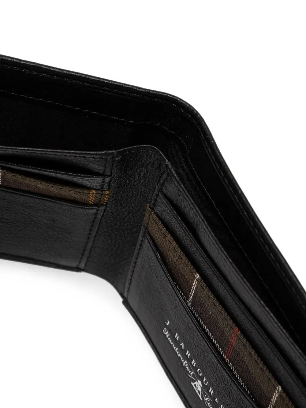 Barbour Colwell tartan-trim leather wallet Zwart