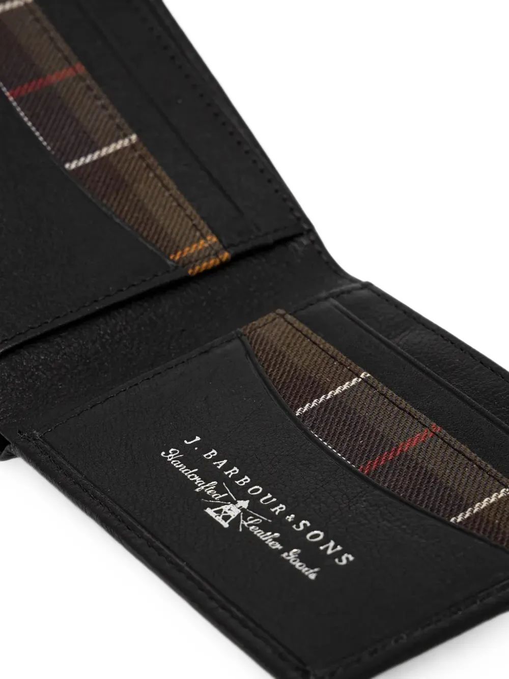 Barbour Colwell tartan-trim leather wallet Zwart
