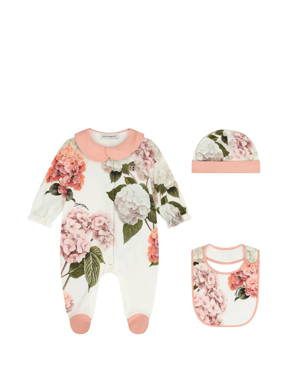 Dolce & Gabbana Kids floral-print babygrow set - Weiß