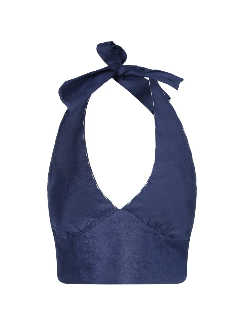 Cala de la Cruz contrast-stitch halterneck top - Blu