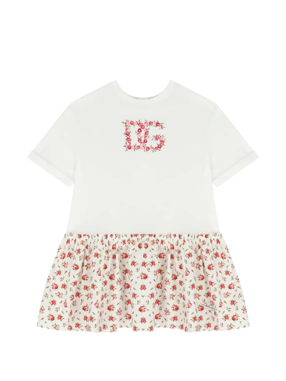 Dolce & Gabbana Kids floral-print dress - Bianco