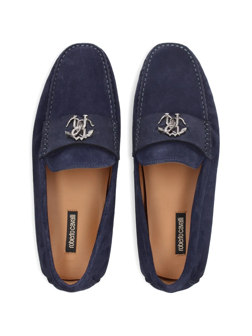 Roberto Cavalli logo-plaque loafers Blauw