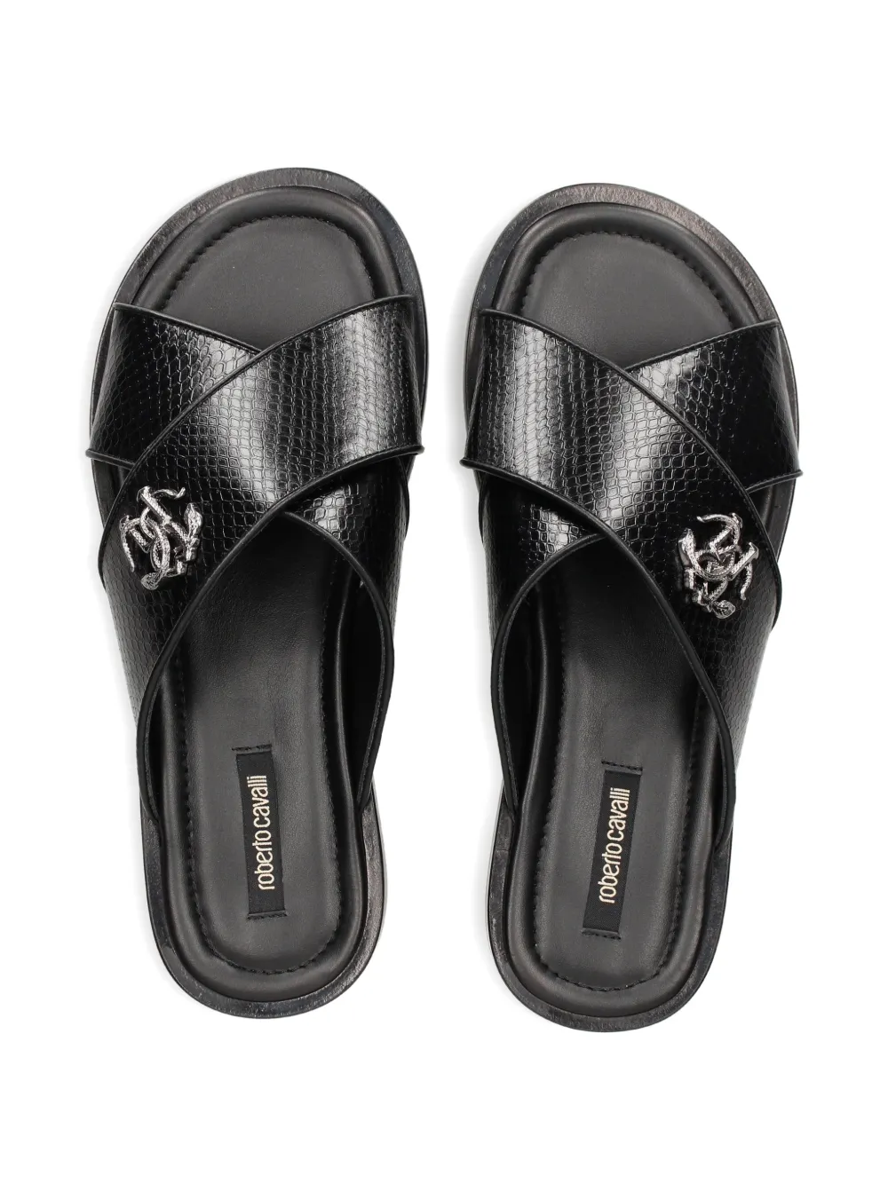 Roberto Cavalli snakeskin sandals Zwart