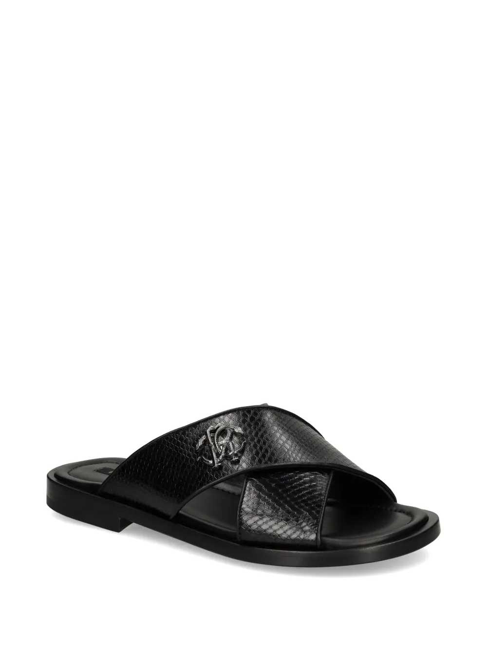 Roberto Cavalli snakeskin sandals Zwart